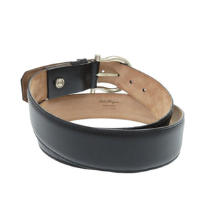 美品 サルヴァトーレフェラガモ ガンチーニ バックル レザー ブラック ベルト 黒 0416【中古】Salvatore Ferragamo