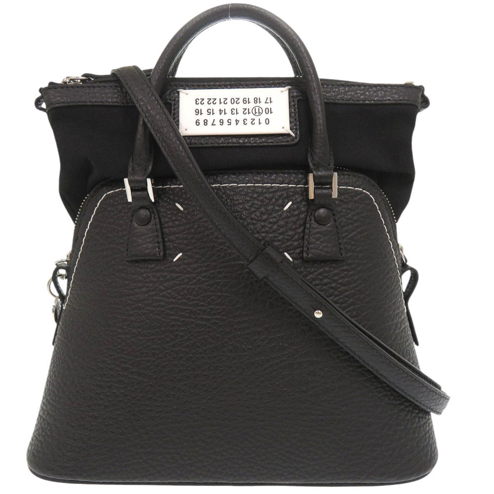 新品同様 メゾン マルジェラ 5AC S56WG0082 レザー ブラック 2WAY ショルダーバッグ ハンドバッグ 黒 0422【中古】Maison Margiela