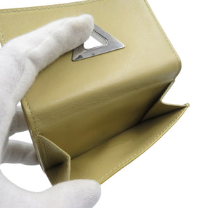 ボッテガヴェネタ トライアングル タイニーウォレット カーフスキン ゴールド金具 シルバー金具 ベージュ 三つ折り財布 0425【中古】BOTTEGA VENETA