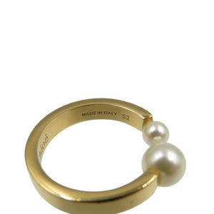 美品 クロエ フェイクパール メタル ゴールド ホワイト リング 指輪 0433-2【中古】Chloe
