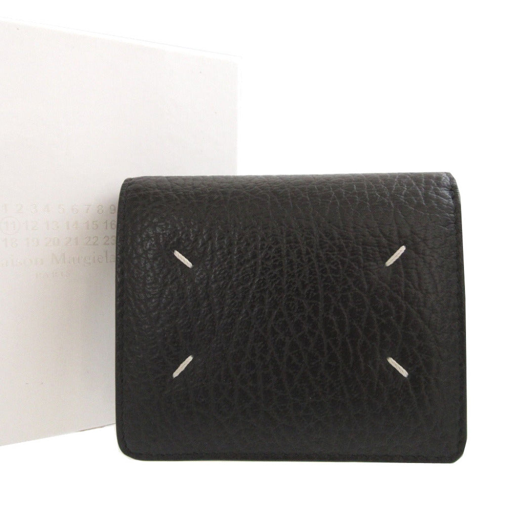 新品同様 メゾンマルジェラ S56UI0140 ICチップ レザー ブラック 黒 2つ折り財布 財布 0438【中古】Maison Margiela