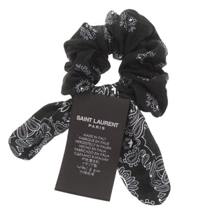 美品 サンローランパリ レーヨン ポリウレタン ブラック シュシュ ヘアアクセサリー 黒 0443【中古】SAINT LAURENT PARIS