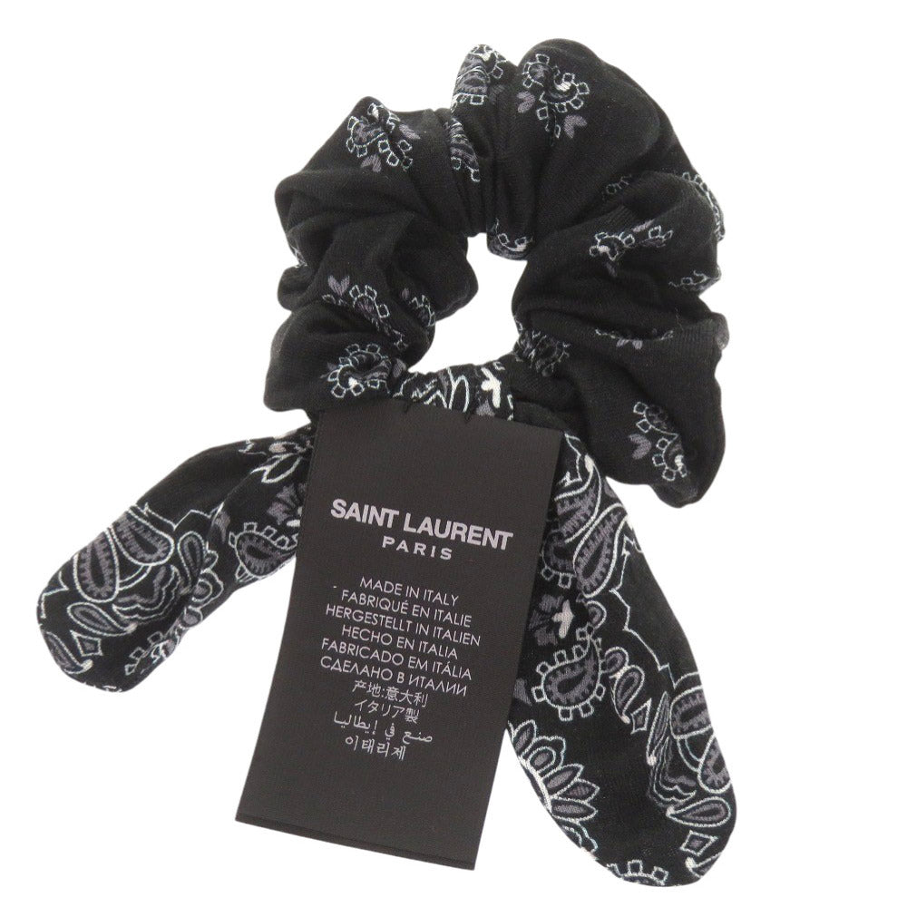 美品 サンローランパリ レーヨン ポリウレタン ブラック シュシュ ヘアアクセサリー 黒 0443【中古】SAINT LAURENT PARIS