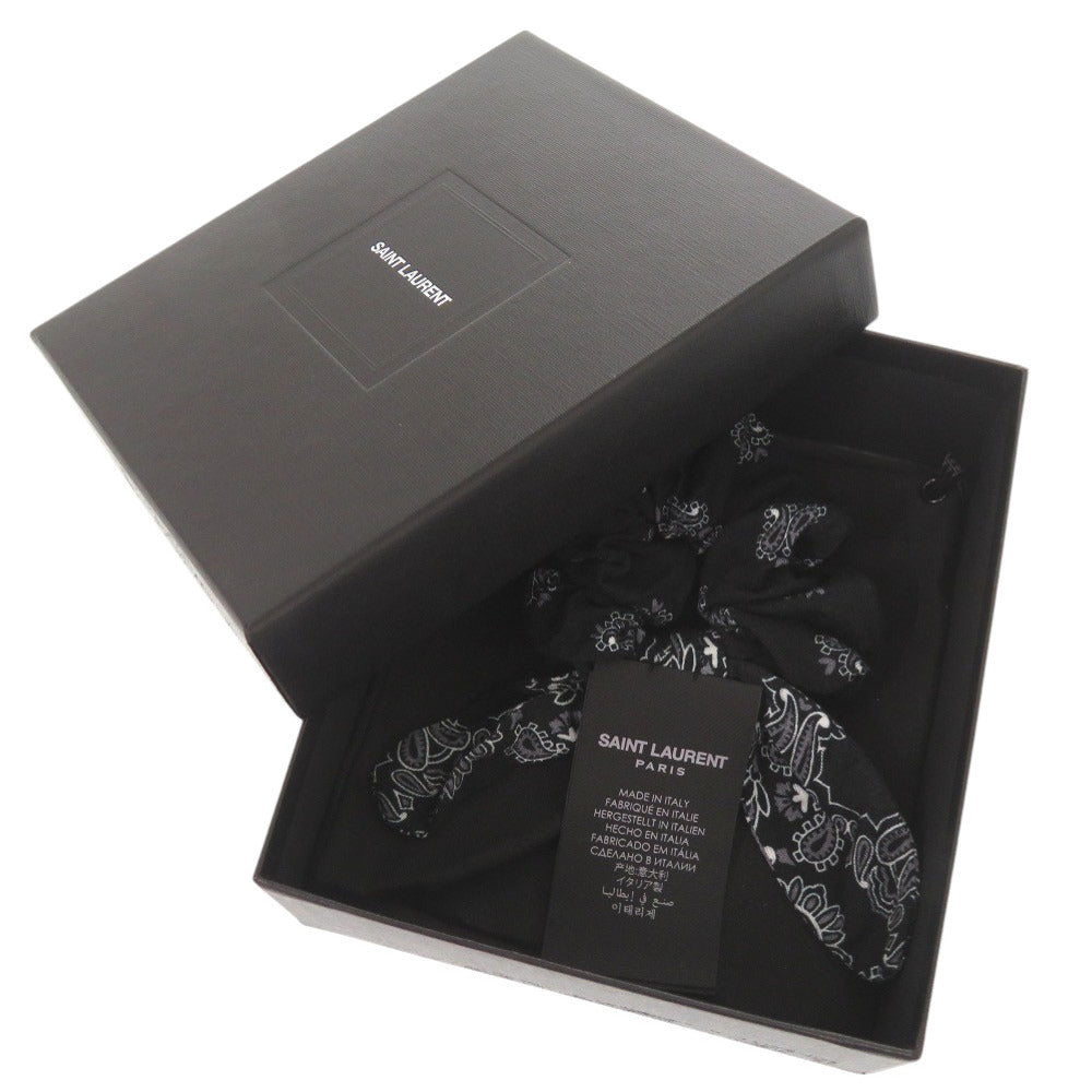 美品 サンローランパリ レーヨン ポリウレタン ブラック シュシュ ヘアアクセサリー 黒 0443【中古】SAINT LAURENT PARIS