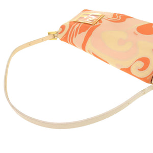 美品 フェンディ FF金具 キャンバス オレンジ ベージュ ワンショルダーバッグ ハンドバッグ 0454【中古】FENDI