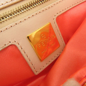美品 フェンディ FF金具 キャンバス オレンジ ベージュ ワンショルダーバッグ ハンドバッグ 0454【中古】FENDI