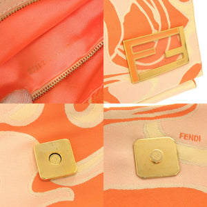 美品 フェンディ FF金具 キャンバス オレンジ ベージュ ワンショルダーバッグ ハンドバッグ 0454【中古】FENDI