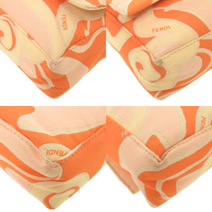 美品 フェンディ FF金具 キャンバス オレンジ ベージュ ワンショルダーバッグ ハンドバッグ 0454【中古】FENDI