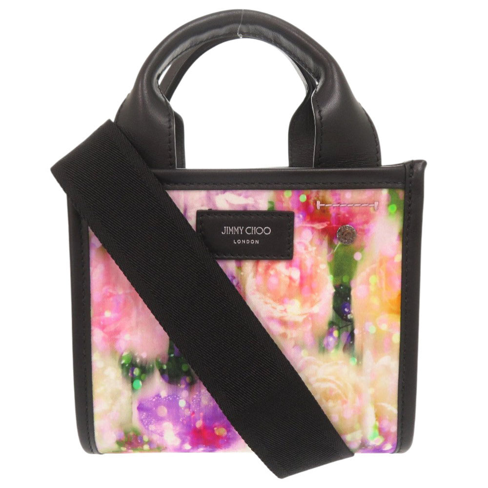 美品 ジミーチュウ 花柄 ナイロン レザー マルチカラー 2WAY ミニバッグ ハンドバッグ ショルダーバッグ 0455【中古】JIMMY CHOO