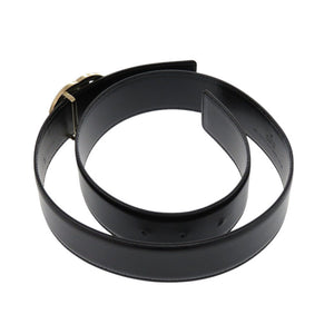 美品 グッチ GGバックル 150-8003487611 レザー ブラック ゴールド ベルト 0458【中古】GUCCI