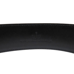 美品 グッチ GGバックル 150-8003487611 レザー ブラック ゴールド ベルト 0458【中古】GUCCI