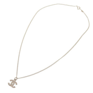 新品同様 シャネル ココマーク A28942 メタル ラインストーン シルバー ネックレス 0460【中古】CHANEL