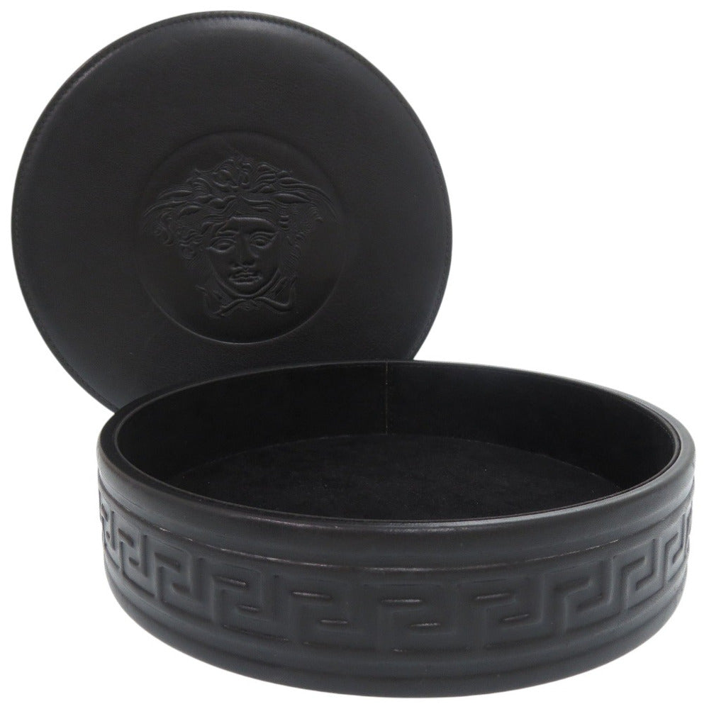 美品 ジャンニ ヴェルサーチ メデューサ アクセサリーケース BOX ボックス レザー ブラック 0469【中古】Gianni Versace