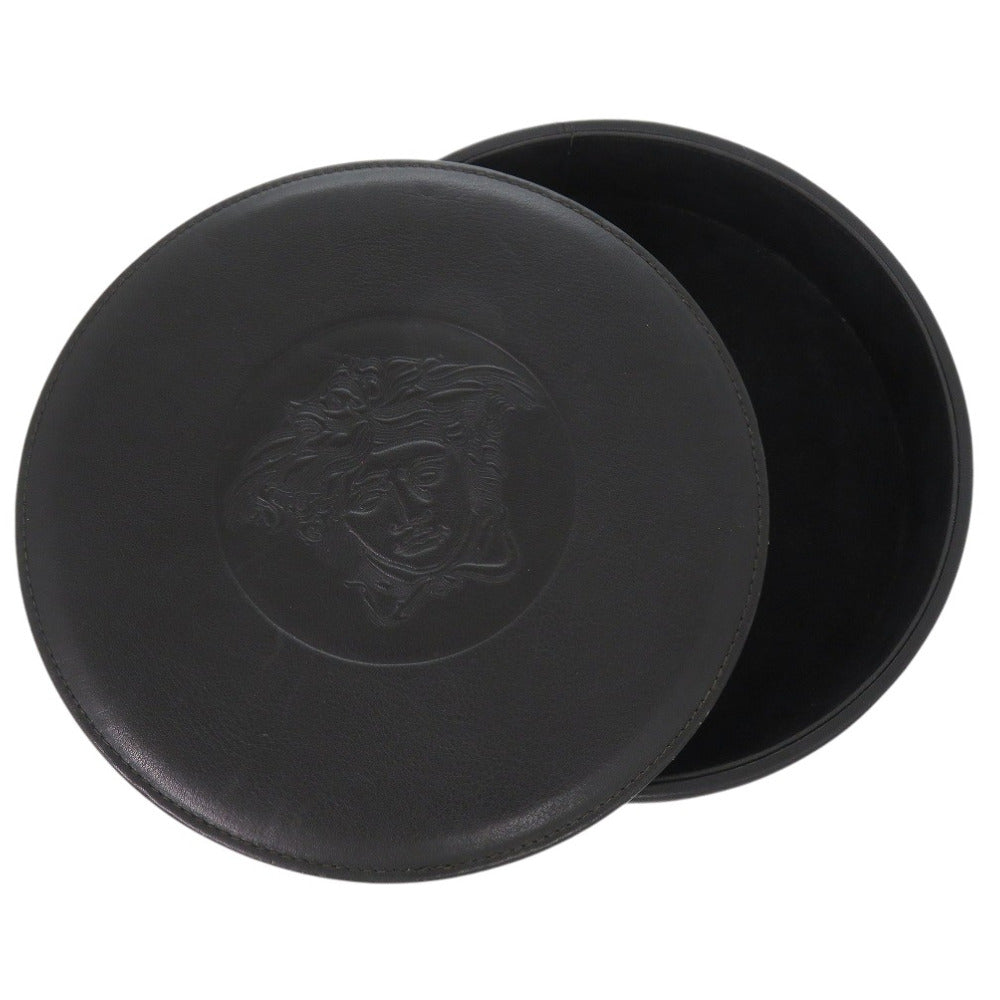 美品 ジャンニ ヴェルサーチ メデューサ アクセサリーケース BOX ボックス レザー ブラック 0469【中古】Gianni Versace