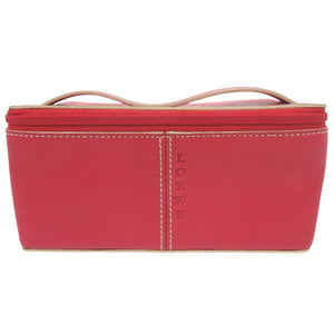 美品 ロエベ ポーチ レザー ロゴ 小物入れ コスメポーチ レッド 0470【中古】LOEWE