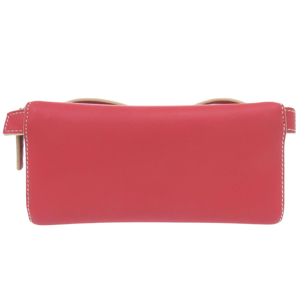 美品 ロエベ ポーチ レザー ロゴ 小物入れ コスメポーチ レッド 0470【中古】LOEWE