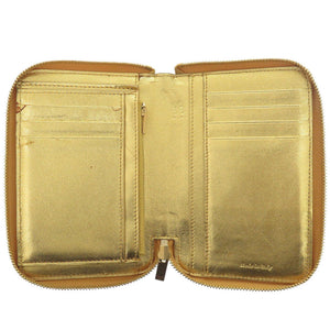 セリーヌ ラウンドファスナー S-TN-1113 レザー ゴールド/イエロー 二つ折り財布 0472【中古】CELINE