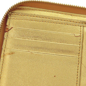 セリーヌ ラウンドファスナー S-TN-1113 レザー ゴールド/イエロー 二つ折り財布 0472【中古】CELINE