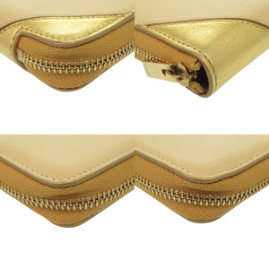 セリーヌ ラウンドファスナー S-TN-1113 レザー ゴールド/イエロー 二つ折り財布 0472【中古】CELINE