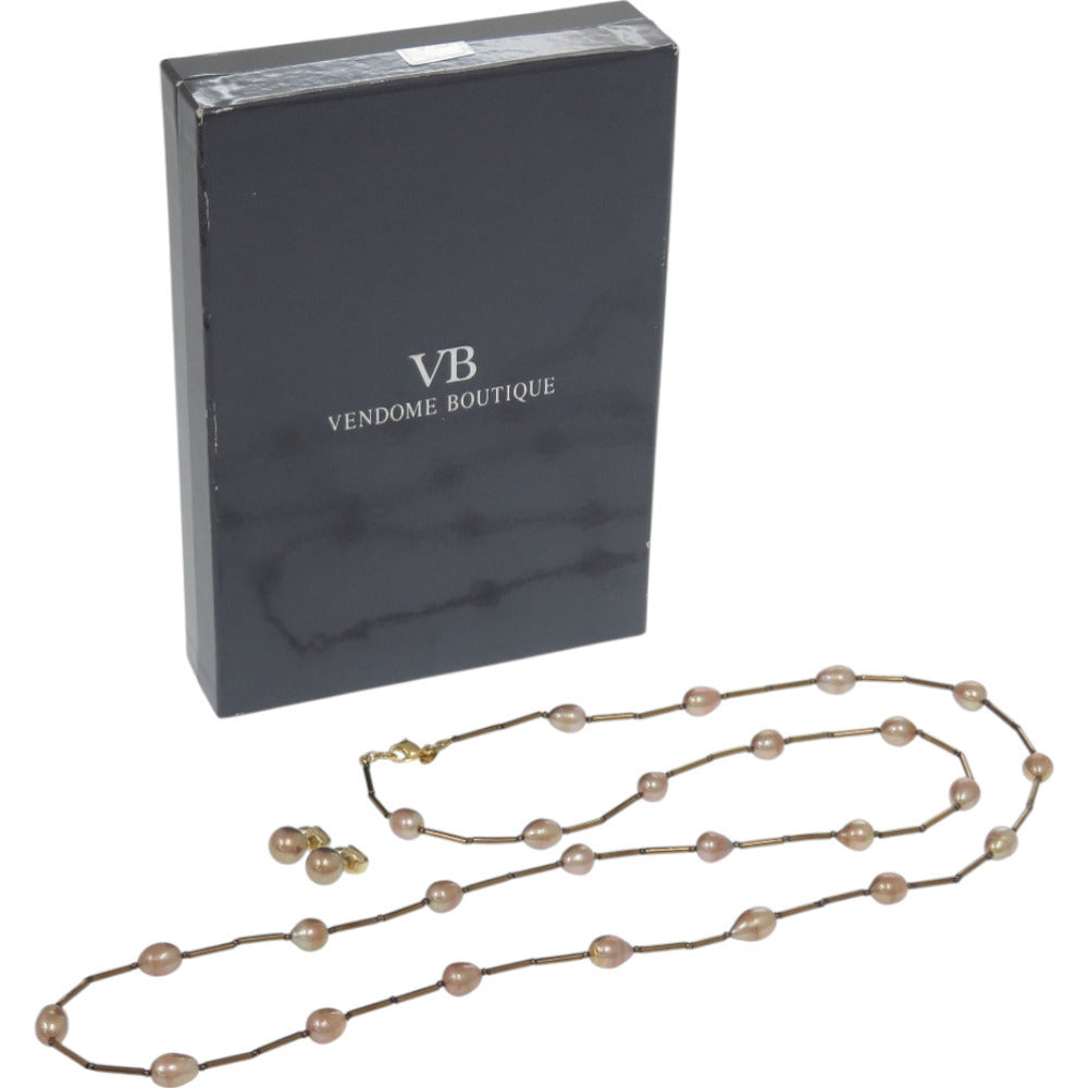 美品 ヴァンドーム ピアス セット ブロンズゴールド ネックレス 0475【中古】VANDOME