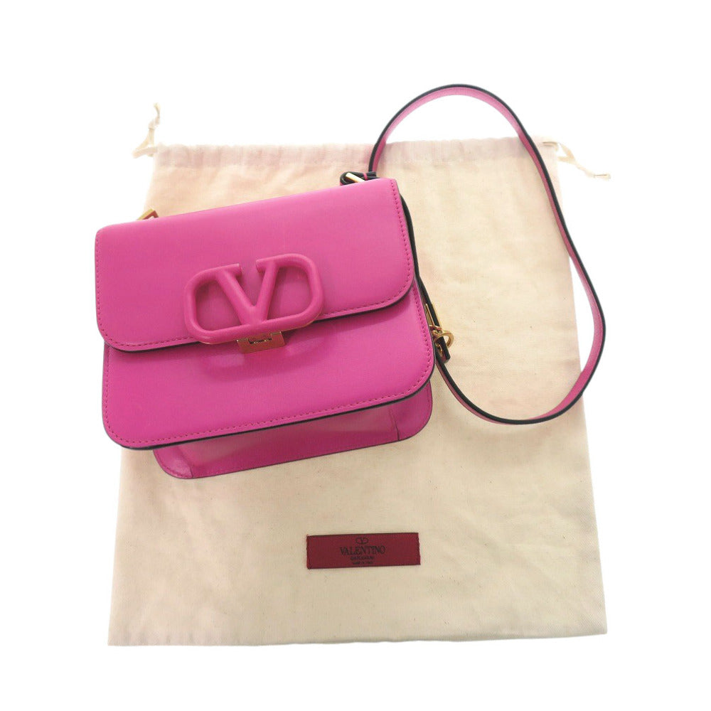 美品 ヴァレンティノ・ガラヴァーニ Vスリング レザー ピンク ショルダーバッグ 0485【中古】Valentino Garavani