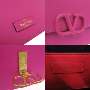 美品 ヴァレンティノ・ガラヴァーニ Vスリング レザー ピンク ショルダーバッグ 0485【中古】Valentino Garavani