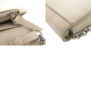 新品同様 メゾン マルジェラ S56UI0147 レザー ホワイト チェーンウォレット ショルダーバッグ 0488【中古】Maison Margiela