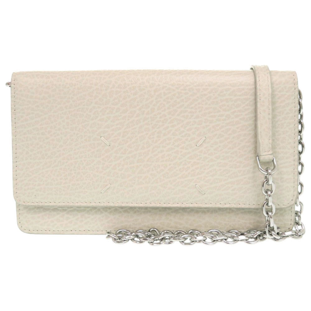 新品同様 メゾン マルジェラ S56UI0147 レザー ホワイト チェーンウォレット ショルダーバッグ 0488【中古】Maison Margiela