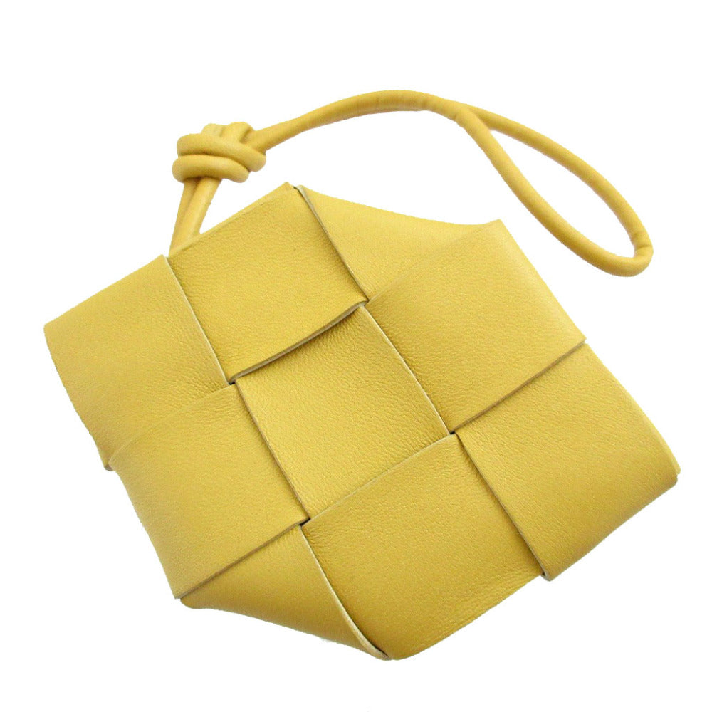 新品同様 ボッテガヴェネタ マキシイントレチャート ICチップ レザー イエロー 黄 コインケース 財布 0489【中古】BOTTEGA VENETA