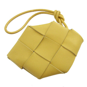 新品同様 ボッテガヴェネタ マキシイントレチャート ICチップ レザー イエロー 黄 コインケース 財布 0489【中古】BOTTEGA VENETA