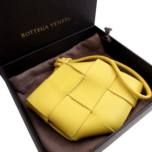新品同様 ボッテガヴェネタ マキシイントレチャート ICチップ レザー イエロー 黄 コインケース 財布 0489【中古】BOTTEGA VENETA