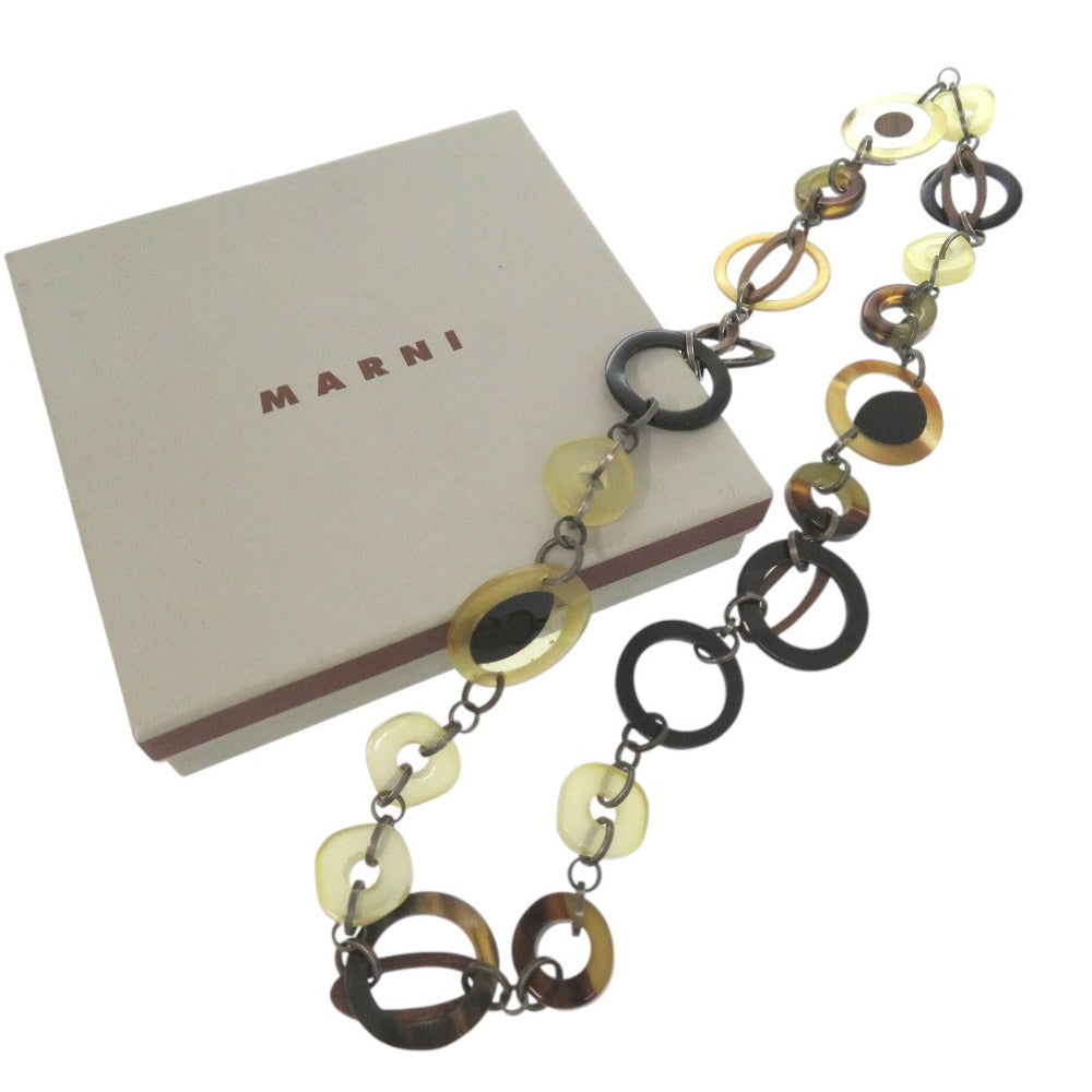 美品 マルニ サークル チェーンネックレス CLMEC03A00 プラスチック ウッド SAVANA 0513【中古】MARNI