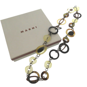 美品 マルニ サークル チェーンネックレス CLMEC03A00 プラスチック ウッド SAVANA 0513【中古】MARNI