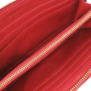 新品同様 ミュウミュウ クロコ型押し 5M0506 型押しレザー レッド ラウンドファスナー 長財布 赤 0516【中古】MIUMIU