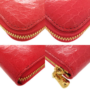 新品同様 ミュウミュウ クロコ型押し 5M0506 型押しレザー レッド ラウンドファスナー 長財布 赤 0516【中古】MIUMIU