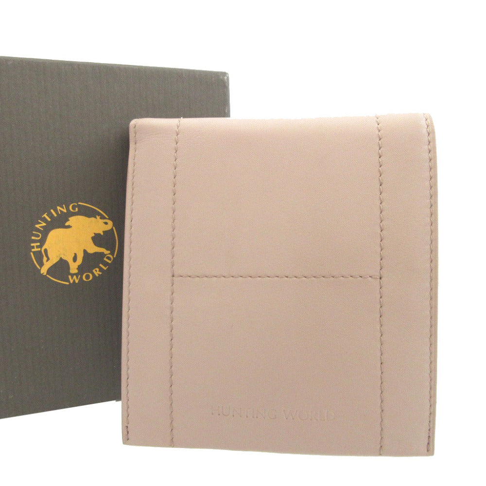 未使用 ハンティングワールド アイリー レザー アイボリー 2つ折り財布 財布 0520【中古】HUNTING WORLD