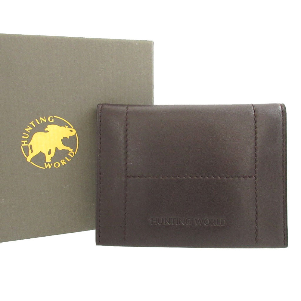 未使用 ハンティングワールド アイリー レザー ブラウン 茶 パスケース カードケース 0522【中古】HUNTING WORLD