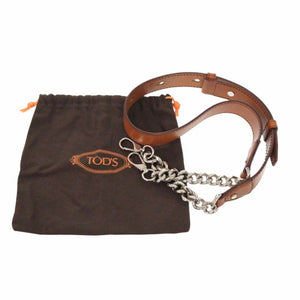美品 トッズ ショルダーストラップ レザー チェーン ブラウン 0553【中古】TOD’S