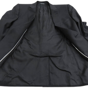 美品 エンポリオ アルマーニ セットアップ シングルブレストジャケット ビジネス 肩パット スラックス 01G160 01047 スーツ ウール ブラック 0578【中古】Emporio Armani