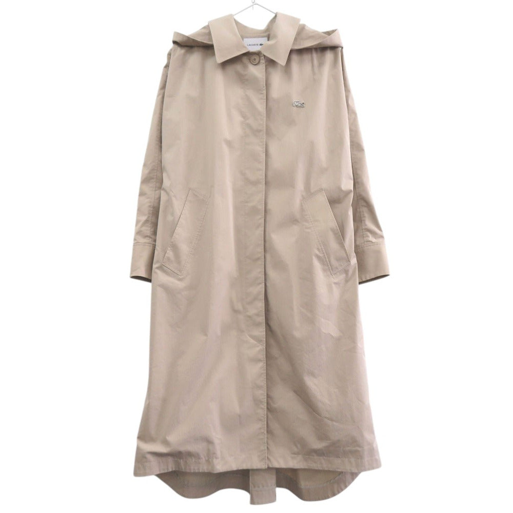 新品同様 ラコステ フード付き リラックスフィットステンカラーコート BF959LJ コットン ナイロン ベージュ 0600【中古】LACOSTE
