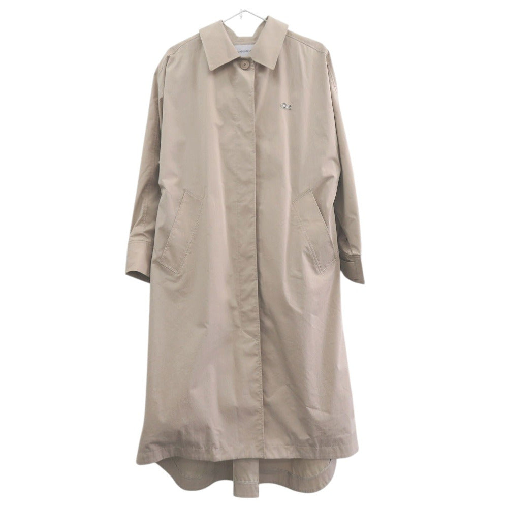 新品同様 ラコステ フード付き リラックスフィットステンカラーコート BF959LJ コットン ナイロン ベージュ 0600【中古】LACOSTE