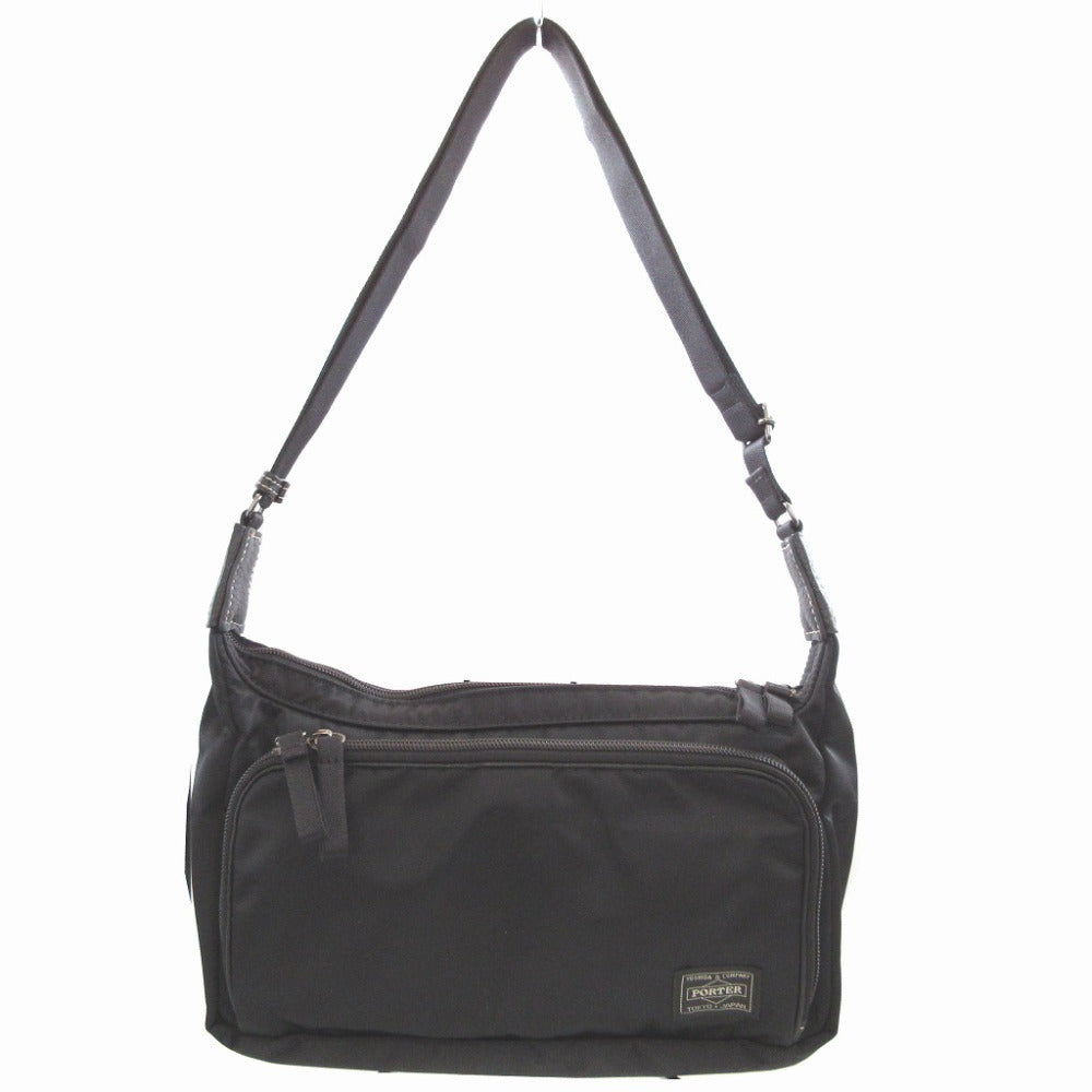 美品 ポーター ナイロン レザー ブラック 黒 ショルダーバッグ 0607【中古】PORTER