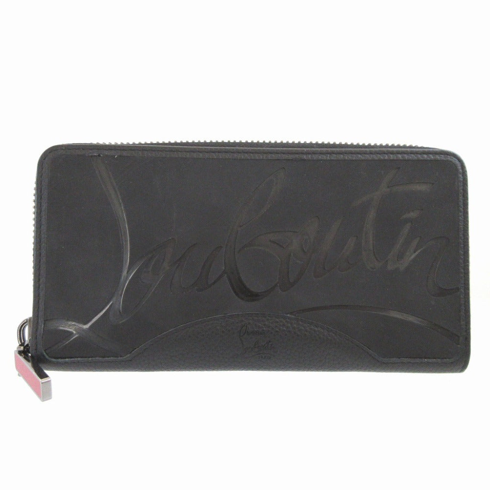 美品 クリスチャンルブタン パネトーネ 3195051 レザー ラバー ブラック 黒 ラウンドファスナー長財布 財布 0611【中古】Christian Louboutin