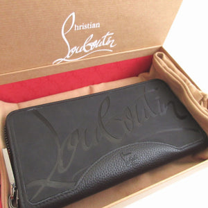 美品 クリスチャンルブタン パネトーネ 3195051 レザー ラバー ブラック 黒 ラウンドファスナー長財布 財布 0611【中古】Christian Louboutin