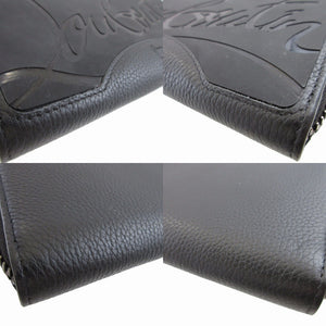 美品 クリスチャンルブタン パネトーネ 3195051 レザー ラバー ブラック 黒 ラウンドファスナー長財布 財布 0611【中古】Christian Louboutin