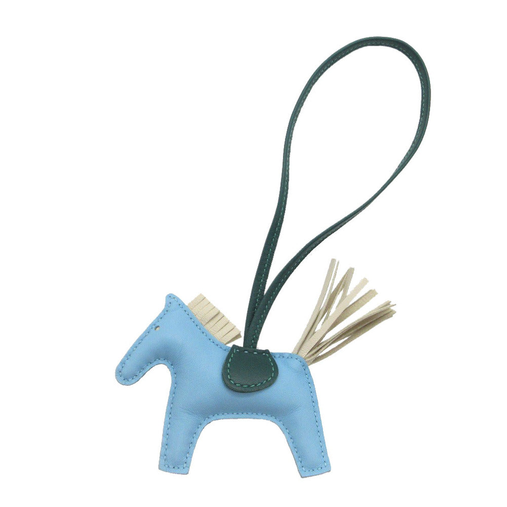 美品 エルメス ロデオ PM チャーム キーホルダー アニョーミロ セレスト/クレ/マラカイト 水色 0636【中古】HERMES