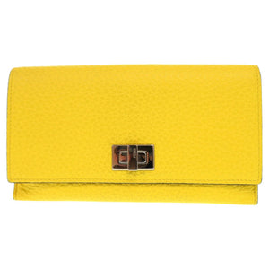フェンディ ピーカブー 8M0437 レザー イエロー 長財布 二つ折り長財布 黄 0667【中古】FENDI