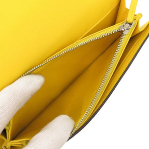 フェンディ ピーカブー 8M0437 レザー イエロー 長財布 二つ折り長財布 黄 0667【中古】FENDI