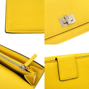 フェンディ ピーカブー 8M0437 レザー イエロー 長財布 二つ折り長財布 黄 0667【中古】FENDI