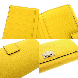 フェンディ ピーカブー 8M0437 レザー イエロー 長財布 二つ折り長財布 黄 0667【中古】FENDI